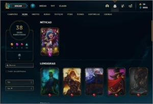 Conta unranked com 38 skins e 101 champs ( MAIN MID ) - League of Legends LOL
