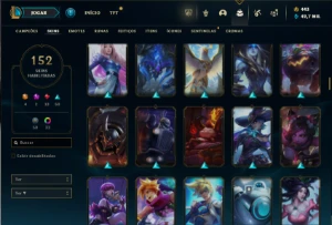 Bronze 3 com 75 Champs e 152 Skins + 500k de Poppy - League of Legends LOL