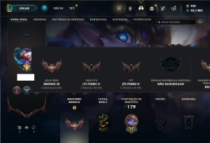 Bronze 3 com 75 Champs e 152 Skins + 500k de Poppy - League of Legends LOL
