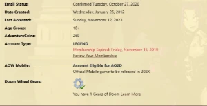 Conta Adventure Quest World (AQW)