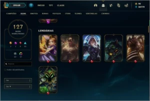 ContaLOL 129 skins, all champions, honra 4, plat 3 - League of Legends