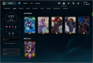 ContaLOL 129 skins, all champions, honra 4, plat 3 - League of Legends