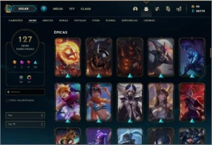ContaLOL 129 skins, all champions, honra 4, plat 3 - League of Legends