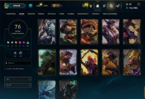 Platina 4 com 120 Champs e 76 Skins +3 Miticas - League of Legends LOL
