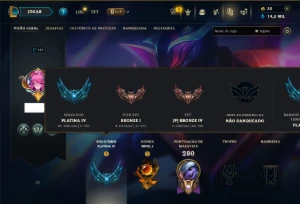 Platina 4 com 120 Champs e 76 Skins +3 Miticas - League of Legends LOL