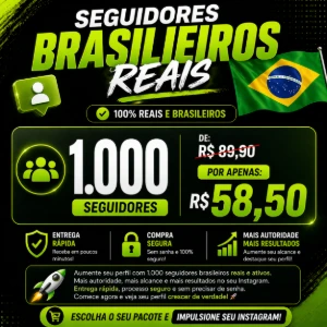 Pacote com 1000 seguidores brasileiros reais - Redes Sociais