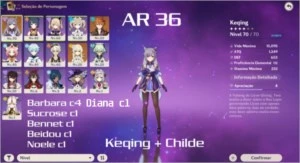 Keqing + Childe + 14 chars AR32 - Genshin Impact
