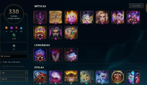 Conta com 441 skins e 99 cromas - League of Legends LOL