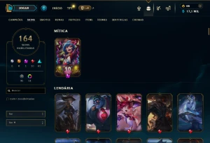 Esmeralda 3 com TODOS os champs e 164 Skins + 8 Vitoriosas - League of Legends LOL