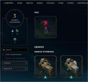 Conta no LOL Platina 3, 108 campeões, 67 skins - League of Legends