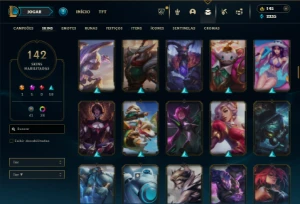 Esmeralda 4 com 120 Champs e 142 Skins + 5 Prestigios - League of Legends LOL