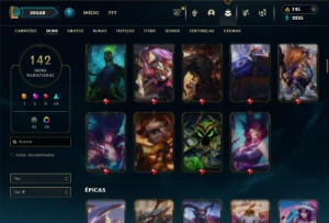Esmeralda 4 com 120 Champs e 142 Skins + 5 Prestigios - League of Legends LOL