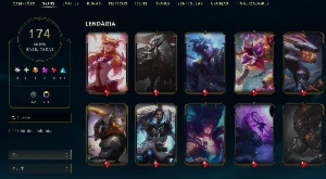 Conta LoL esmeralda 3, full champs, 174 skins conta MAIN (CO - League of Legends