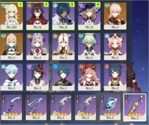Conta Reroll Kazuha + Jean - Genshin Impact