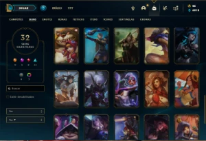 Conta Unranked com 32 Champs e 32 Skins - League of Legends LOL