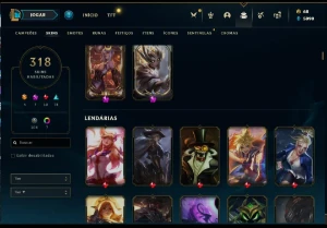 Conta lol 318skins Full champs - League of Legends