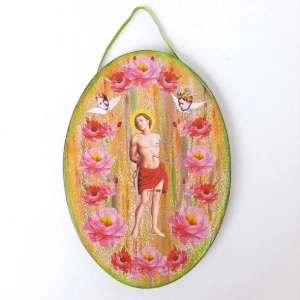 Quadro Oval São Sebastiao G - Artesanato e Personalizados