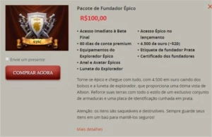 Vendo Conta Albion Fundador EPICO!! 100 - Outros