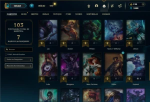 Platina 2 com 50 Champs e 30 Skins + 11 Fragmentos ADC E SUP - League of Legends LOL