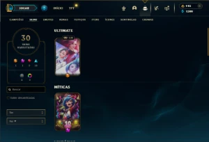 Platina 2 com 50 Champs e 30 Skins + 11 Fragmentos ADC E SUP - League of Legends LOL