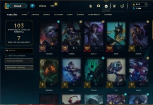 Platina 2 com 50 Champs e 30 Skins + 11 Fragmentos ADC E SUP - League of Legends LOL