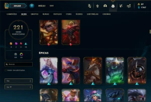 Platina 1 com TODOS os champs e 221 Skins + 600k de Lee - League of Legends LOL