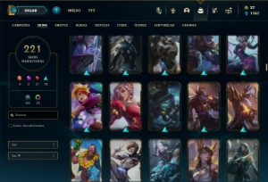 Platina 1 com TODOS os champs e 221 Skins + 600k de Lee - League of Legends LOL