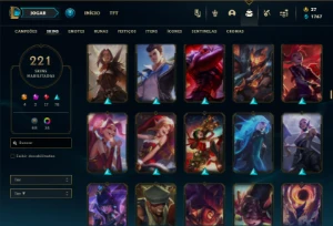 Platina 1 com TODOS os champs e 221 Skins + 600k de Lee - League of Legends LOL