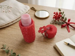 Chaveiro Porta-Protetor Labial Floral com Tampa - Artesanato e Personalizados