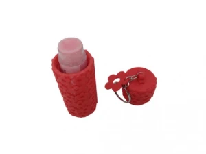 Chaveiro Porta-Protetor Labial Floral com Tampa