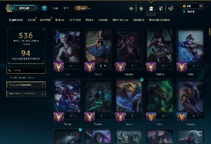 Ferro 1 com TODOS os Champs e 124 Skins( MAIN ADC ) - League of Legends LOL
