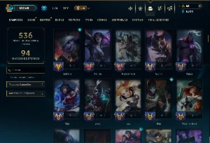 Ferro 1 com TODOS os Champs e 124 Skins( MAIN ADC ) - League of Legends LOL