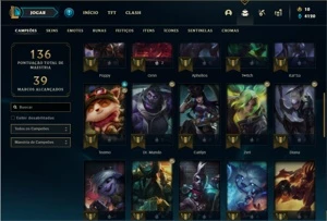 Conta Platina 4 com 40 Champs e 20 Skins - League of Legends LOL