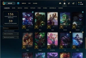 Conta Platina 4 com 40 Champs e 20 Skins - League of Legends LOL