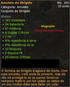 amuleto do strígido (mageado) spiritia - Dofus