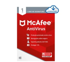 McAfee Antivirus 1 ano para 1 PC, ENVIO DIGITAL - Softwares e Licenças