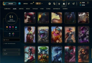 Mestre com 85 Champs e 51 Skins + 1350 RP - League of Legends LOL