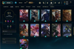 Mestre com 85 Champs e 51 Skins + 1350 RP - League of Legends LOL