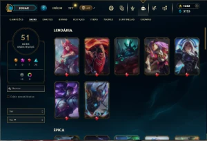 Mestre com 85 Champs e 51 Skins + 1350 RP - League of Legends LOL