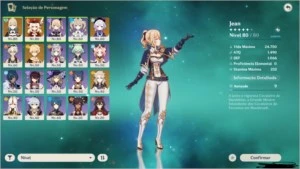 Genshin Impact AR 46 Klee C1, Jean, Albedo, Qiqi e 4 stars