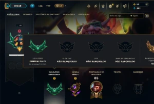 Esmeralda 4 com 60 Champs e 9 Skins - League of Legends LOL