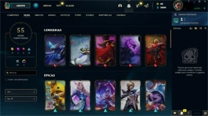 Conta League of legends Nv.225 55 Skins 90 Campeões LOL