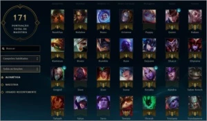 League of Legends com 128 skins e 171 champions nivel 37 LOL