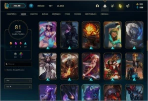Conta unranked com 81 skins e 87 champs com 271 RPS - League of Legends LOL