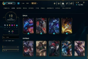 Ouro 2 com 40 Champs e 12 Skins - League of Legends LOL