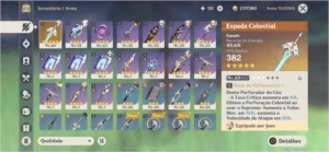 Vende-se conta com Zhongli, Yoimiya, Jean e Lumine. - Genshin Impact