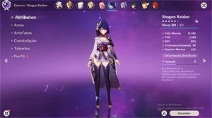 Conta Genshin Impact AR56 10 Personagens 5* + 3 Armas 5*