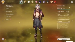 Conta Genshin Impact AR56 10 Personagens 5* + 3 Armas 5*