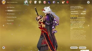 Conta Genshin Impact AR56 10 Personagens 5* + 3 Armas 5*