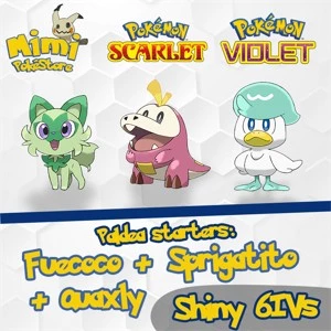 Sprigatito, Fuecoco, Quaxly Shiny 6IV Pokémon Scarlet Violet